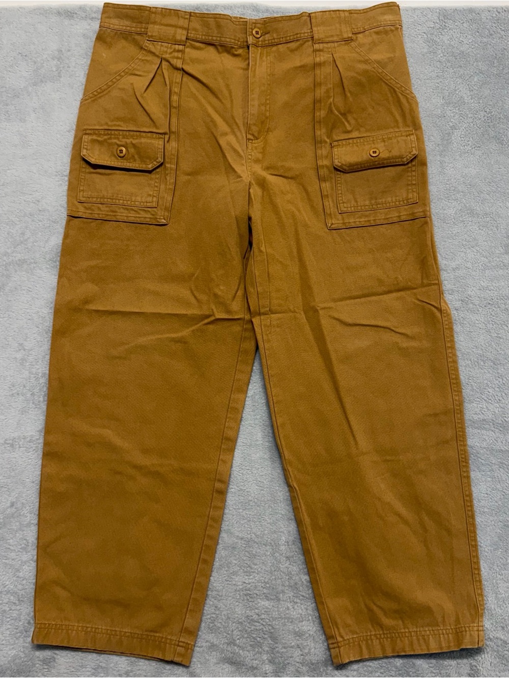 Cabelas Cargo Pants Men's 38x30 Tan Cotton Canvas Flap Pockets Classic Fit
